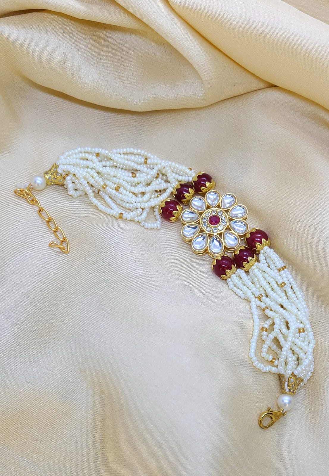 Lalimaa Traditional Chic Bracelet with Gold Plated Kundan Center Piece