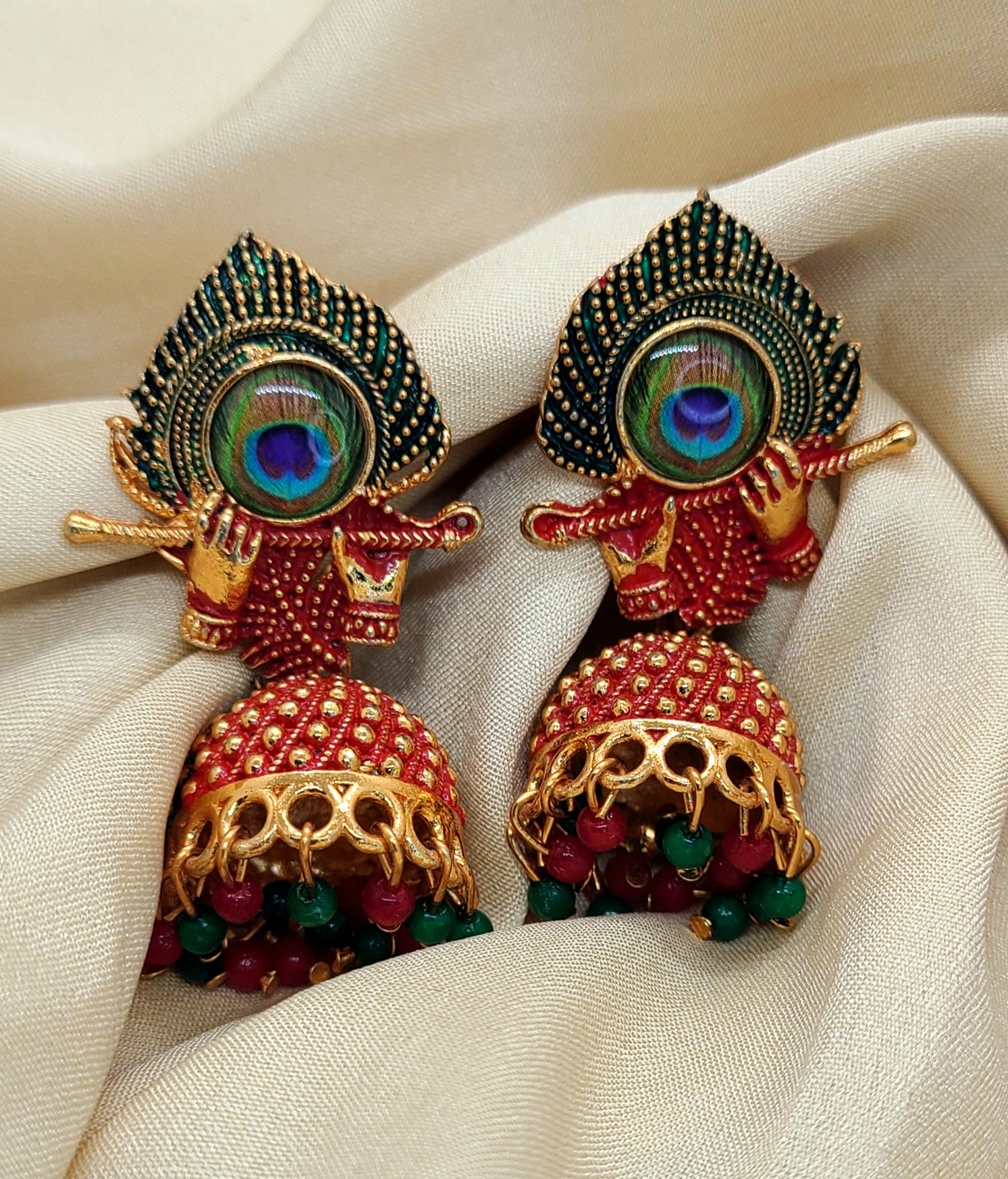 Divine Morpankh Krishna Flute Jhumkas