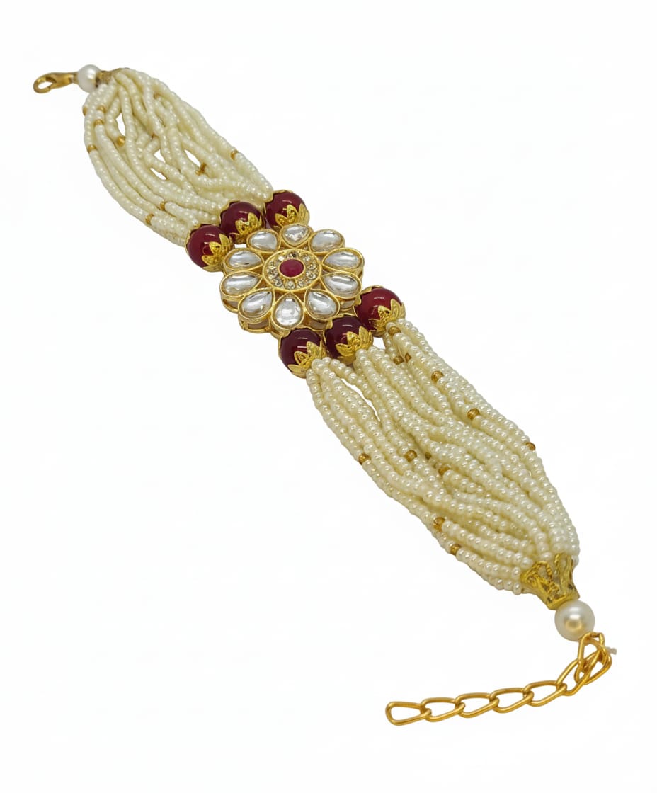 Lalimaa Traditional Chic Bracelet with Gold Plated Kundan Center Piece
